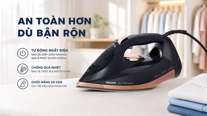 Bàn ủi hơi nước Philips DST7510/80 3200W Màu Đen