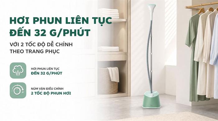 Bàn ủi hơi nước đứng Philips STE1010/70 1600W Màu Xanh mint