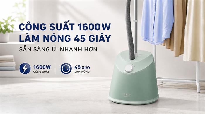 Bàn ủi hơi nước đứng Philips STE1010/70 1600W Màu Xanh mint