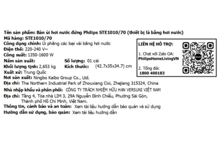 Bàn ủi hơi nước đứng Philips STE1010/70 1600W Màu Xanh mint