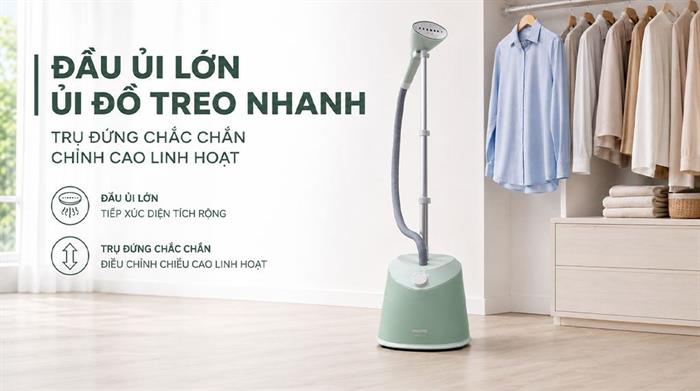 Bàn ủi hơi nước đứng Philips STE1010/70 1600W Màu Xanh mint