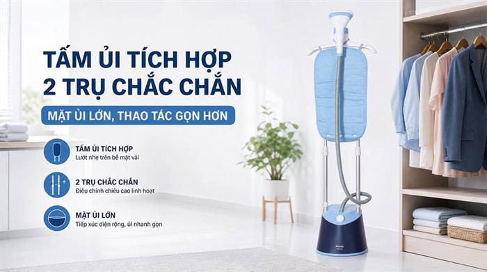 Bàn ủi hơi nước đứng Philips STE1030/20 1800W Màu Xanh Dương