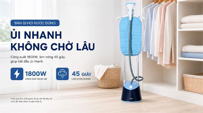 Bàn ủi hơi nước đứng Philips STE1030/20 1800W Màu Xanh Dương