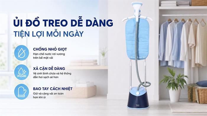 Bàn ủi hơi nước đứng Philips STE1030/20 1800W Màu Xanh Dương