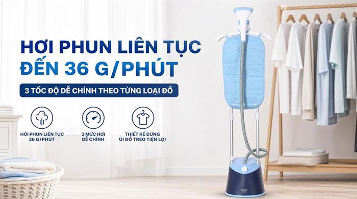 Bàn ủi hơi nước đứng Philips STE1030/20 1800W Màu Xanh Dương