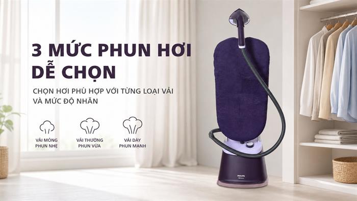 Bàn ủi hơi nước đứng Philips STE3160/30 2000W Màu Tím