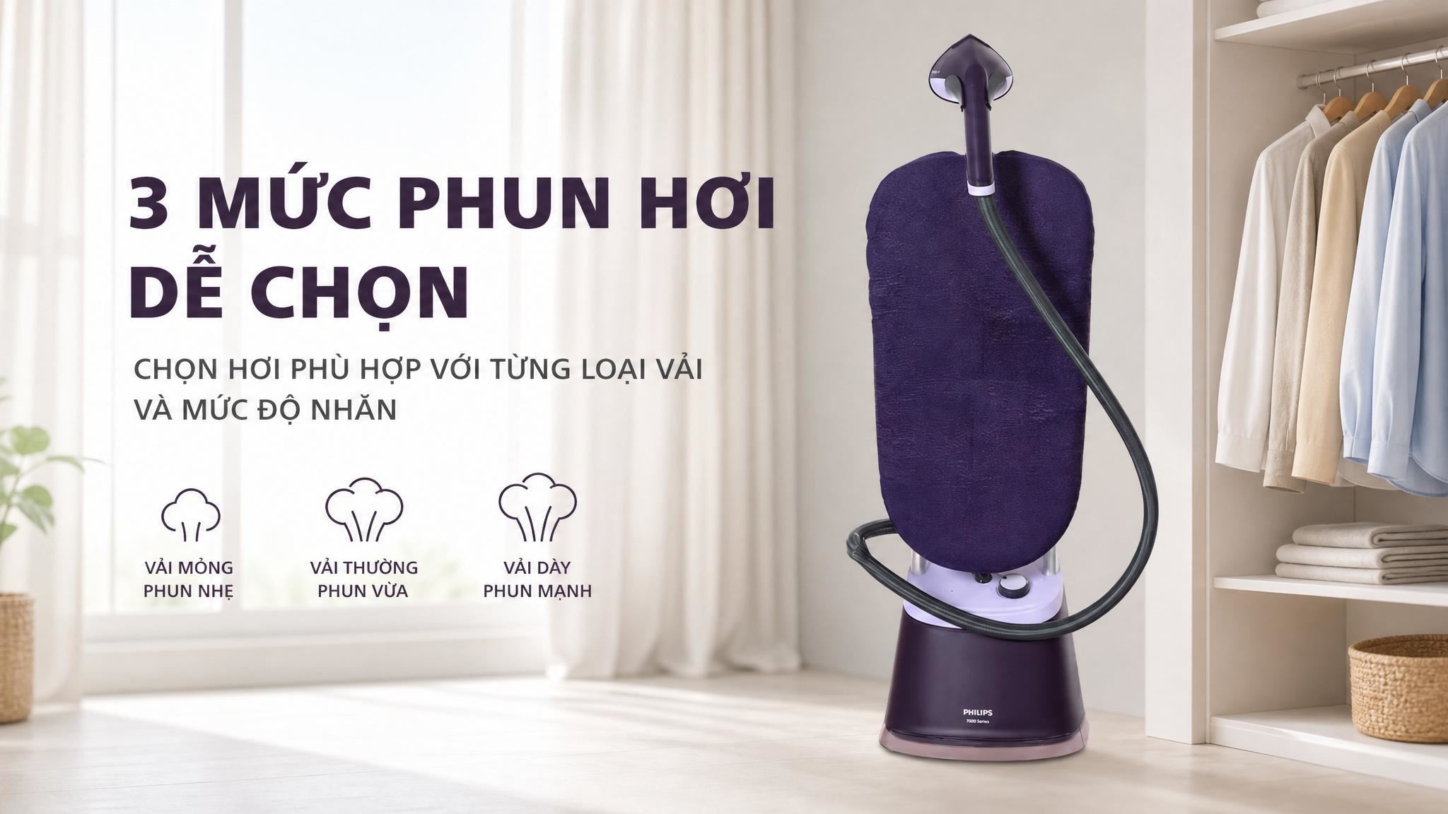 Bàn ủi hơi nước đứng Philips STE3160/30 2000W Màu Tím