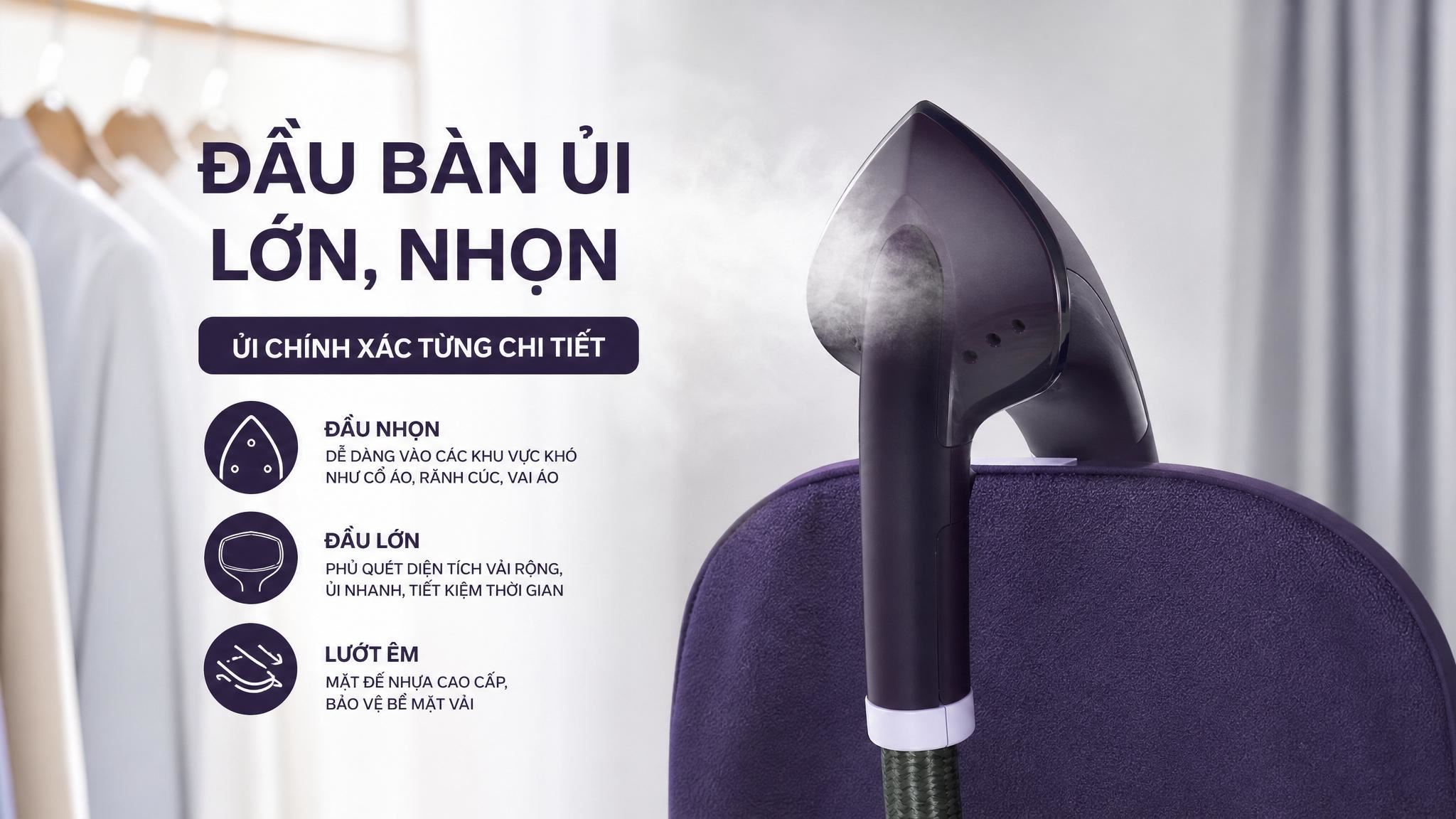 Bàn ủi hơi nước đứng Philips STE3160/30 2000W Màu Tím