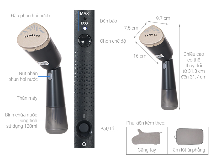 Bàn ủi hơi nước cầm tay Philips STH5030/80 1400W