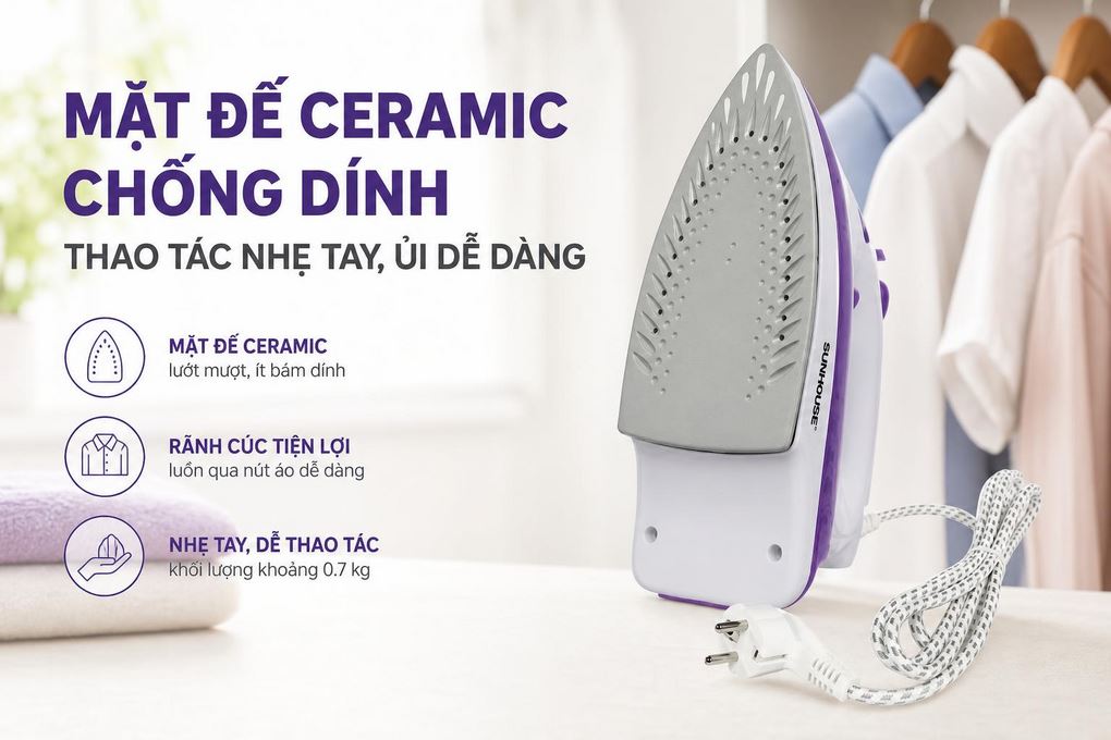 Bàn ủi hơi nước Sunhouse SHD2063P 1600W Màu Tím