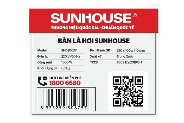 Bàn ủi hơi nước Sunhouse SHD2063P 1600W Màu Tím