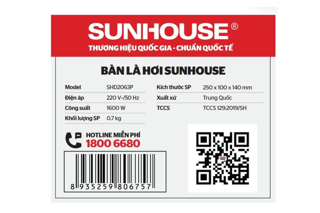 Bàn ủi hơi nước Sunhouse SHD2063P 1600W Màu Tím