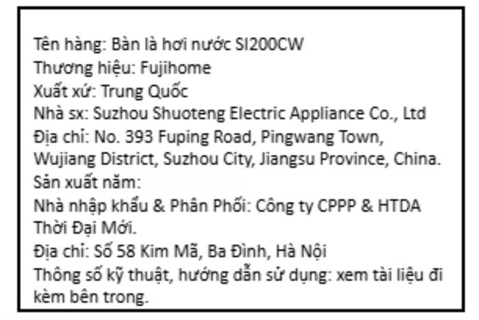 Bàn ủi hơi nước cầm tay FUJIHOME SI200CW 1200W Màu Trắng
