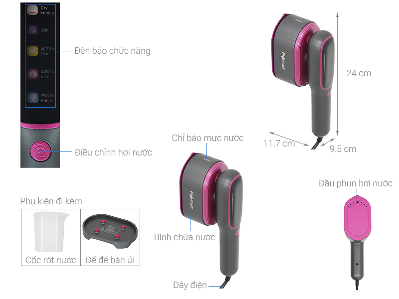 Bàn ủi hơi nước cầm tay FUJIHOME SI718AB 1200W