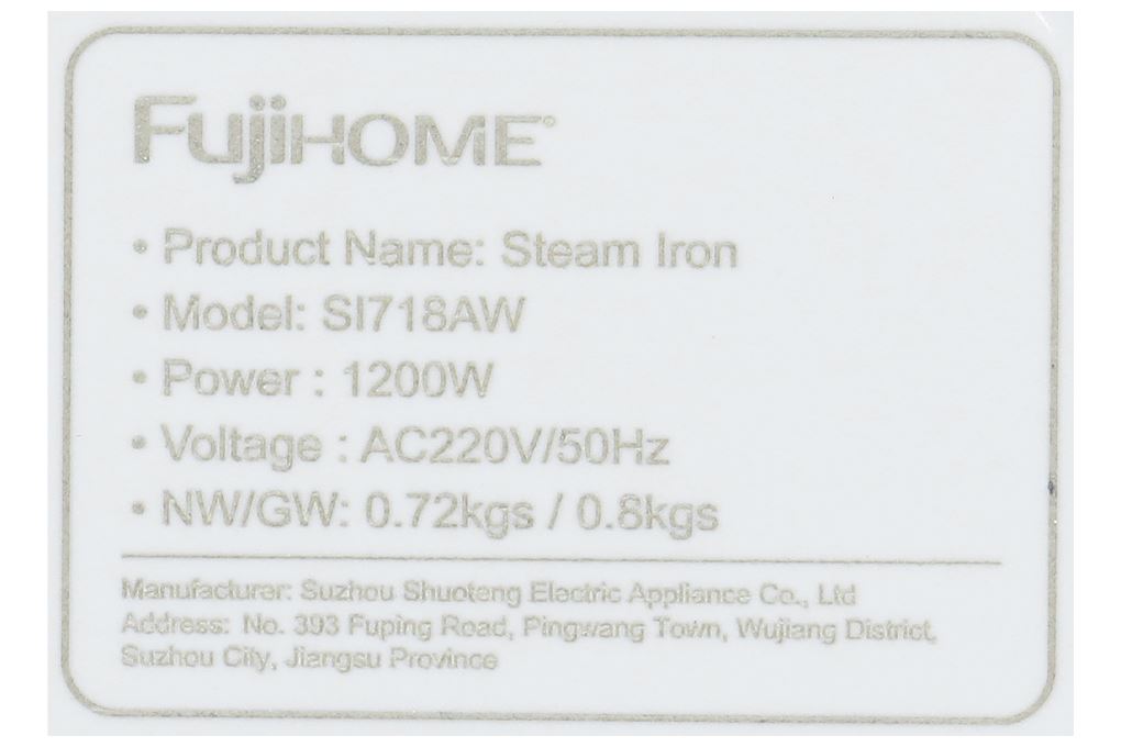 Bàn ủi hơi nước cầm tay FUJIHOME SI718AW 1200W Màu Trắng
