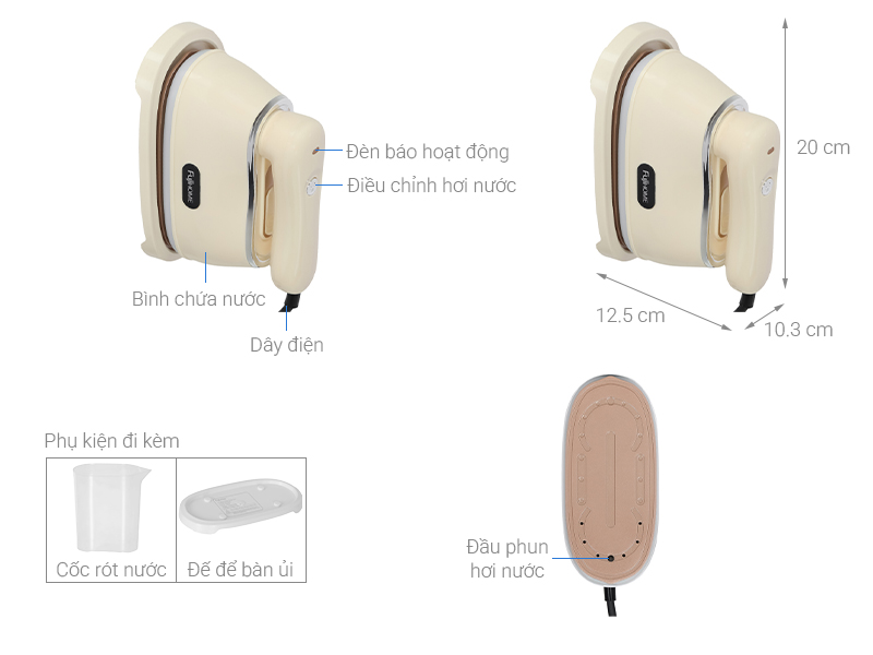 Bàn ủi hơi nước cầm tay gấp gọn FUJIHOME SI200DC 1200W