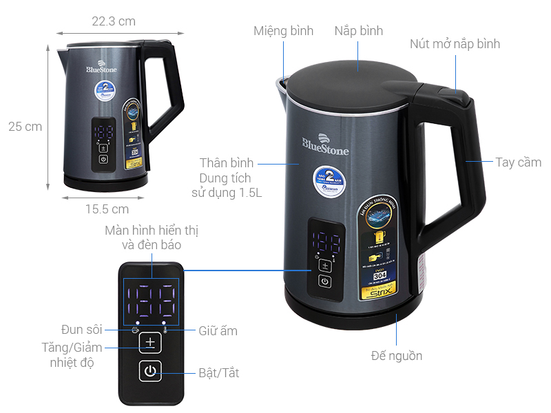 Bình đun siêu tốc BlueStone 1.5 lít KTB-3471