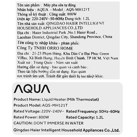 Bình đun pha sữa AQUA 1.2 lít AQS-MH121T Màu Trắng