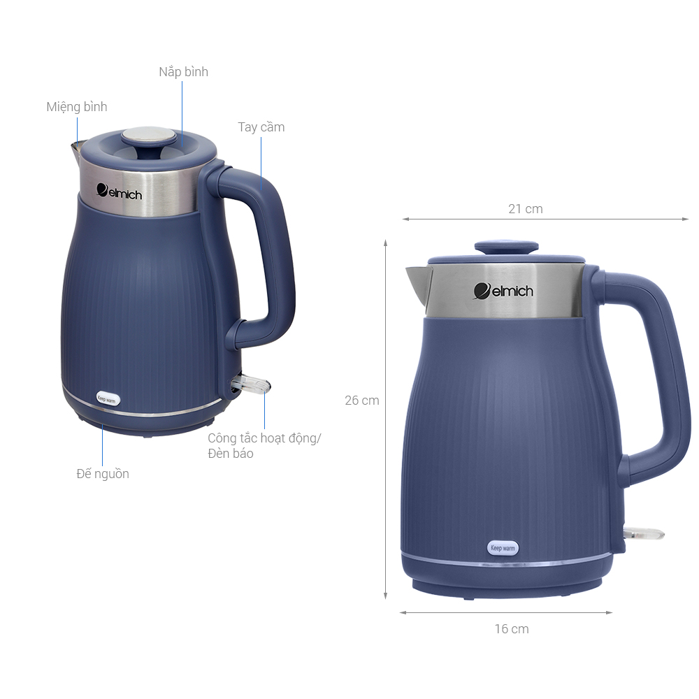 Bình đun siêu tốc Elmich 1.8 lít KEE-8457GB