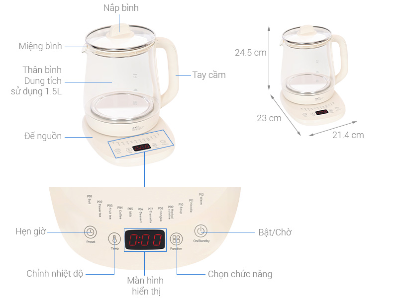 Bình đun siêu tốc Bear 1.5 lít HK-4H15Z