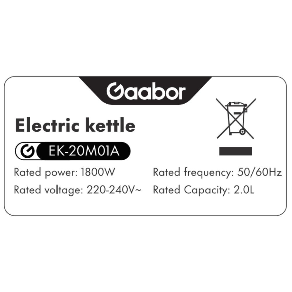 Bình đun siêu tốc Gaabor 2 lít EK-20M01A Màu Đen