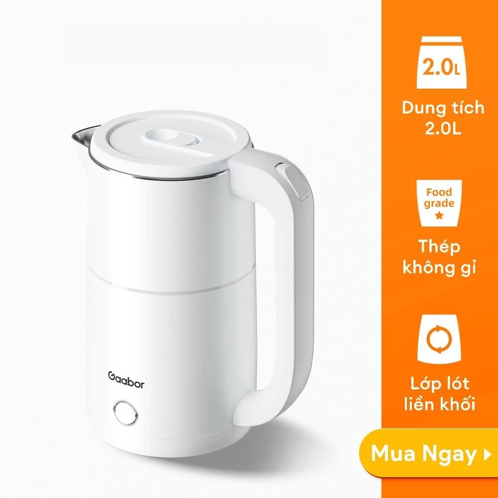 Bình đun siêu tốc Gaabor 2 lít EK20M-WH02A Màu Trắng