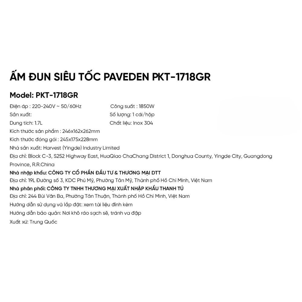 Ấm đun siêu tốc Paveden 1.7 lít PKT-1718GR - 8