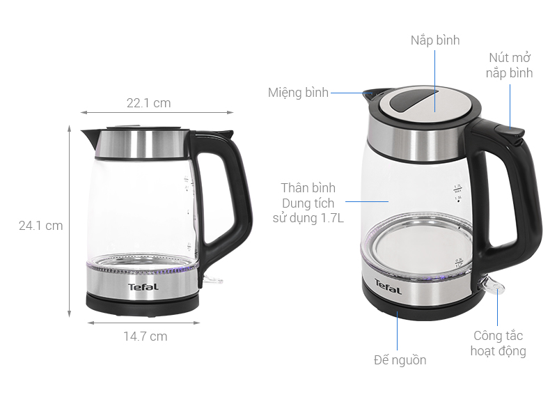 Bình đun siêu tốc Tefal 1.7 lít KI605830
