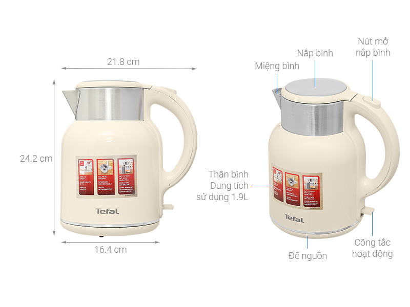 Bình đun siêu tốc Tefal 1.9 lít KO190AE0