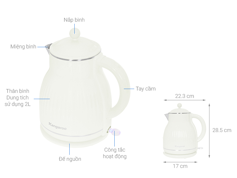 Bình đun siêu tốc Kangaroo 2 lít KGWK20L1G