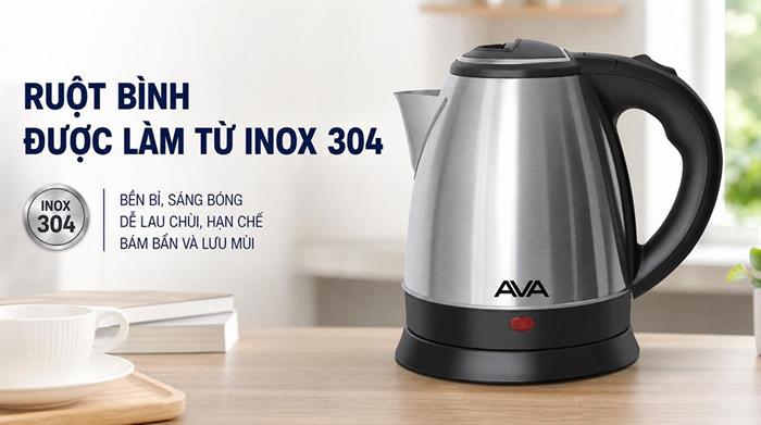 Bình đun siêu tốc AVA 1.5 lít KS01 Màu Inox
