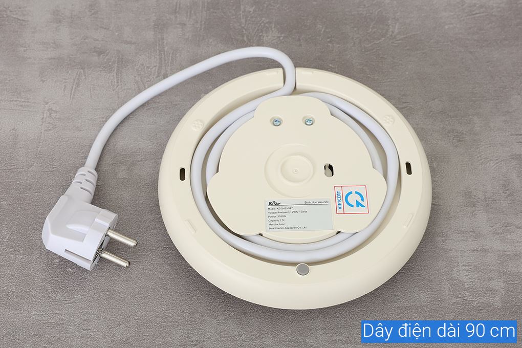 Bình đun siêu tốc Bear 2.5 lít KE-5H25G47 Màu Kem