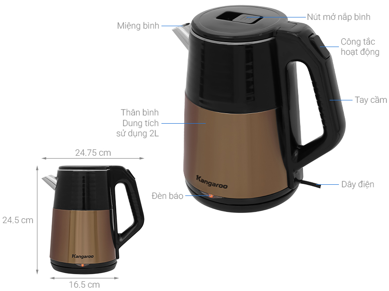 Ấm đun siêu tốc Kangaroo 2 lít KGWK20B1G