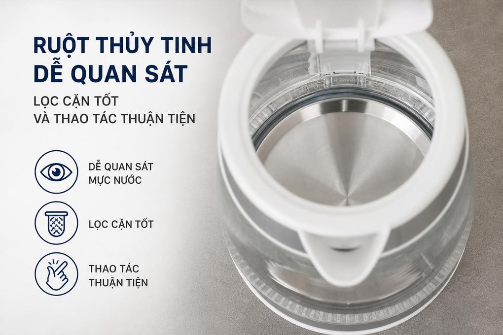 Bình đun siêu tốc Magic Eco 1.7 lít AC-44 Màu Trắng