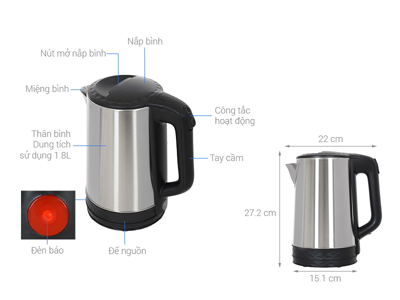 Bình đun siêu tốc Rapido 2 lít RK2015-2