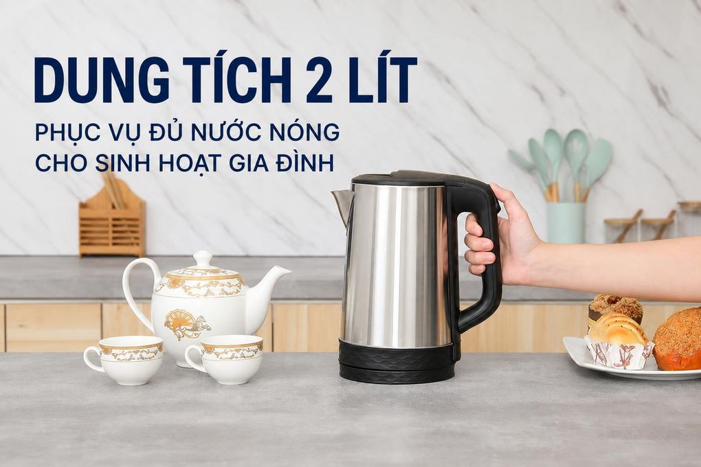 Bình đun siêu tốc Rapido 2 lít RK2015-2 Màu Inox