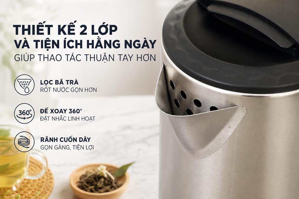Bình đun siêu tốc Rapido 2 lít RK2015-2 Màu Inox