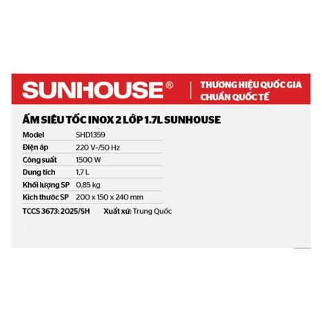 Bình đun siêu tốc Sunhouse 1.7 lít SHD1359 Màu Nâu