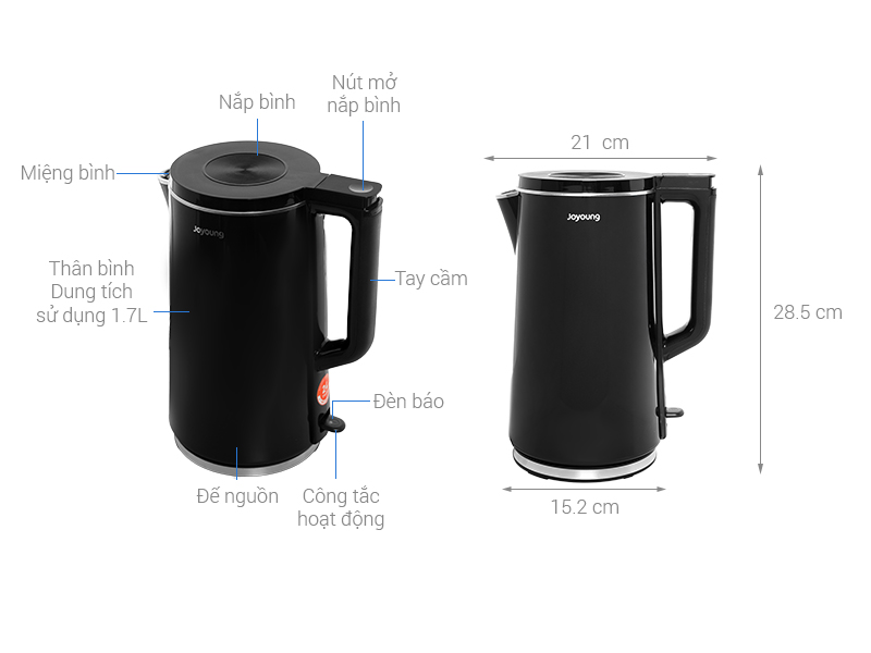 Bình đun siêu tốc Joyoung 1.7 lít JEK-588