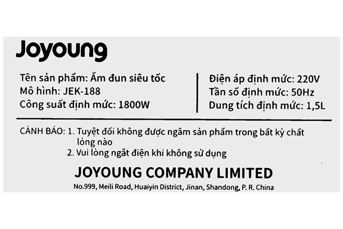 Bình đun siêu tốc Joyoung 1.5 lít JEK-188 Màu Trắng