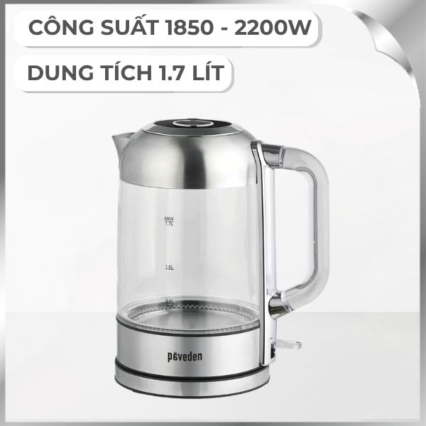 Ấm đun siêu tốc Paveden 1.7 lít PKT-1722G