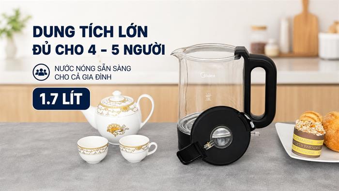 Bình đun siêu tốc Midea 1.7 lít MKE170M1BGK Màu Đen