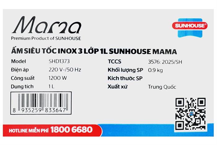 Bình đun siêu tốc Sunhouse 1 lít SHD1373 Màu Xanh đen