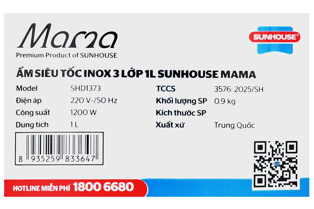 Bình đun siêu tốc Sunhouse 1 lít SHD1373 Màu Xanh đen
