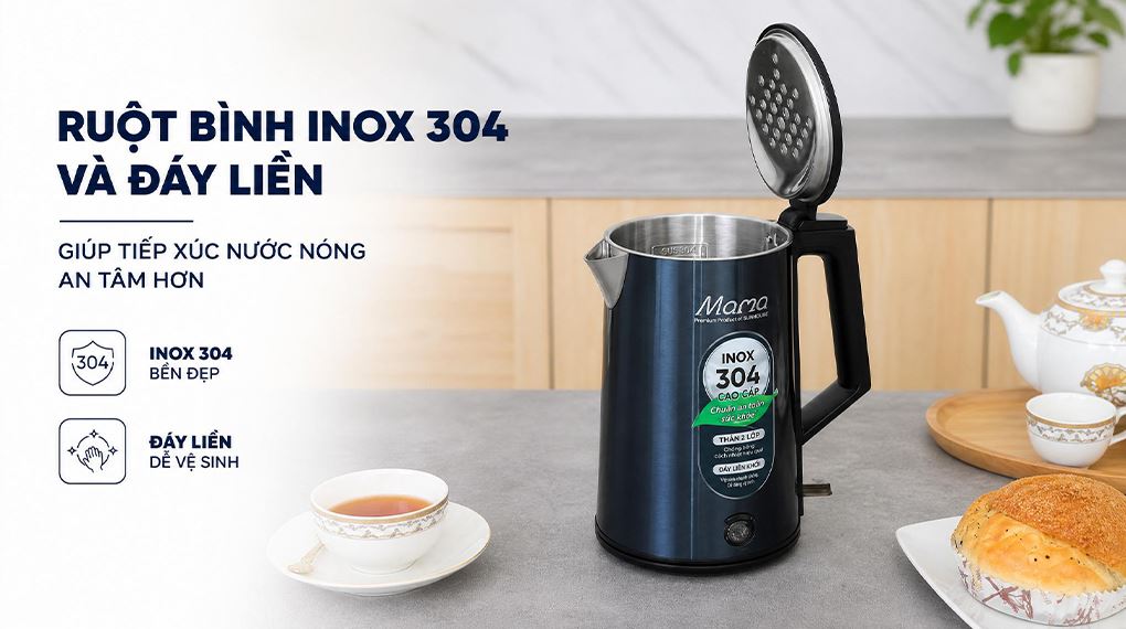 Bình đun siêu tốc Sunhouse 1 lít SHD1373 Màu Xanh đen