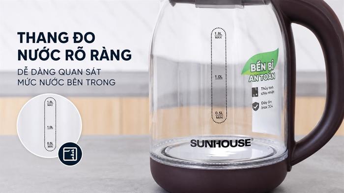 Bình đun siêu tốc Sunhouse 1.8 lít SHD1212 Màu Đen