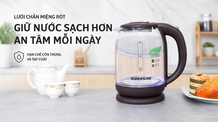 Bình đun siêu tốc Sunhouse 1.8 lít SHD1212 Màu Đen