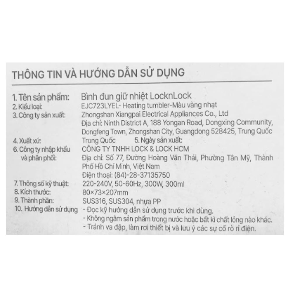 Bình đun siêu tốc Lock&Lock 0.3 lít EJC723LYEL Màu Vàng nhạt