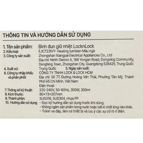 Bình đun siêu tốc Lock&Lock 0.3 lít EJC723IVY Màu Kem