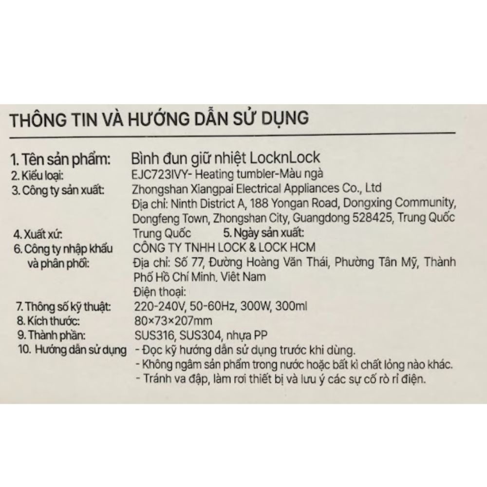 Bình đun siêu tốc Lock&Lock 0.3 lít EJC723IVY Màu Kem